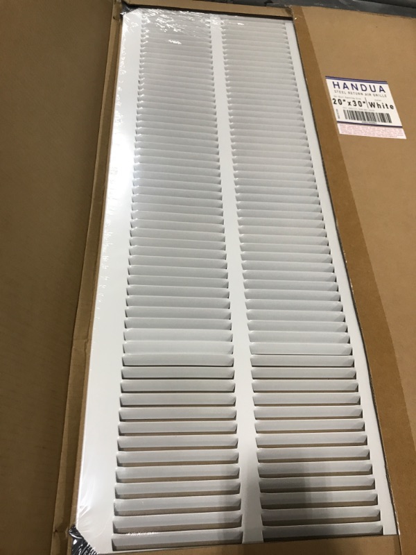 Photo 2 of 20"W x 30"H [Duct Opening Measurements] Steel Return Air Grille | Vent Cover Grill for Sidewall and Ceiling, White | Outer Dimensions: 21.75"W X 31.75"H for 20x30 Duct Opening Duct Opening Size: 20"x30"