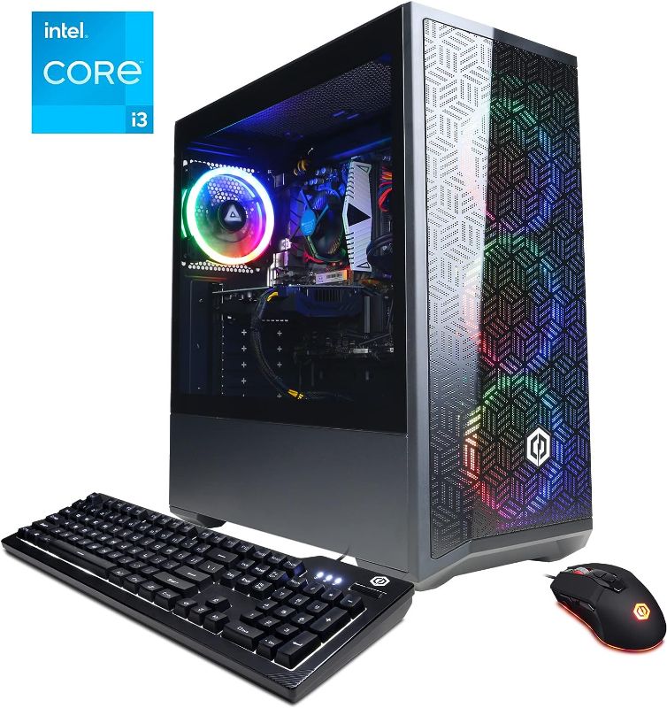 Photo 1 of CYBERPOWERPC Gamer Xtreme Gaming PC, Intel Core i3-12100F 3.3GHz, AMD RX 6500 XT 4GB, 8GB DDR4, 500GB NVMe PCIe SSD, WiFi & Win 11 Home (GXi8800A6), Black