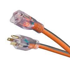 Photo 3 of 100 ft. 10/3 Heavy Duty Indoor/Outdoor SJTW Extension Cord with Lighted End, Orange/Grey