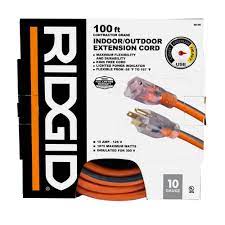 Photo 1 of 100 ft. 10/3 Heavy Duty Indoor/Outdoor SJTW Extension Cord with Lighted End, Orange/Grey