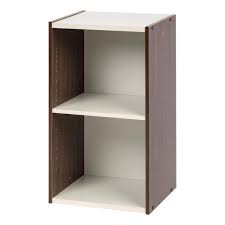 Photo 1 of 23.62 in. Walnut Brown/White Faux Wood 2-shelf Standard Bookcase with Adjustable Shelves