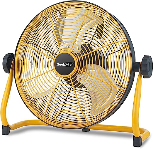 Photo 1 of 
Roll over image to zoom in







Geek Aire Rechargeable Outdoor High Velocity Camping Floor Fan, 16” Portable Battery Operated Fan with Metal Blade for Garage Barn Gym Camp, Cordless Industrial Fan, Camping Gear Accessories