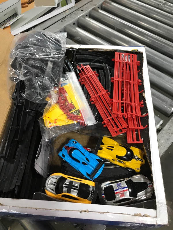 Photo 1 of 2022 Upgraded Electric High-Speed Slot Car Race Car Track Sets for Boys Including 4 1:43 Scale Slot Cars with Headlights, 18.5FT RC Race Track with 2 Controllers,Toys Gifts for 5 6 7 8 9 10+ Boys