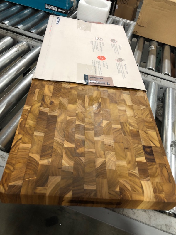 Photo 2 of Ziruma Large End Grain Teak Wood Cutting Board 20x15 & Edge Grain 24x18 Cured with Pure Beeswax, Lemon and Linseed Oil - Extra Wood Moisturizer Included