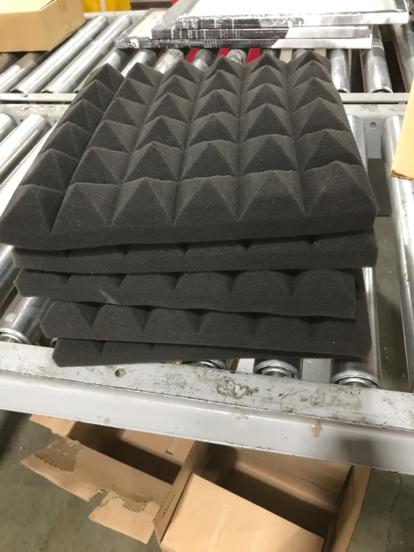 Photo 3 of 24 Pack-12 x 12 x 2 Inches Pyramid Designed Acoustic Foam Panels, Sound Proof Foam Panels Black, High Density and Fire Resistant Acoustic Panels, Sound Panels, Studio Foam for Wall and Ceiling 12 x 12 x 2 Inches 24 Pack - Black Pyramid