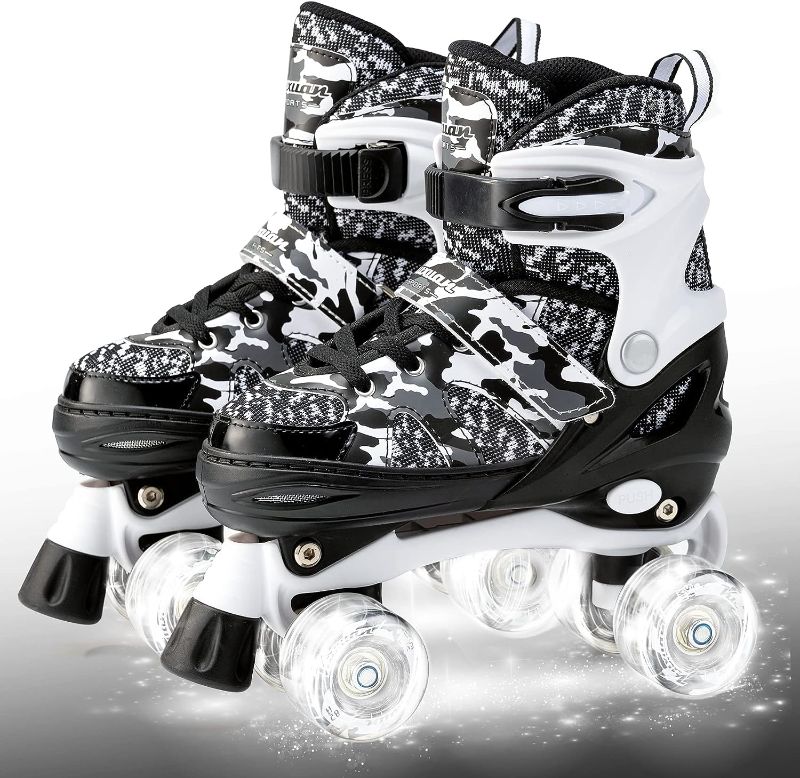 Photo 1 of Boys and Girls Camo Adjustable Roller Skates with Light up Wheels, Fun Illuminating Roller Blading for Kids Girls Youth 3-6years 