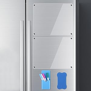 Photo 1 of 2 Pcs 13.8 x 11'' Acrylic Magnetic Dry Erase Board for Fridge with Magnetic Marker Holder 4 Dry Erase Markers Eraser Clear Refrigerator Dry Erase Board Acrylic Board Acrylic Memo Board for Fridge Wall