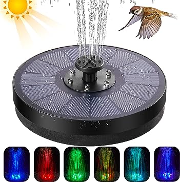 Photo 1 of ????? ???????? ???? ???? ???? - 3W Bird Bath Fountains Solar Power Water Fountain Pump with Color LED Light, 7 Nozzles & 4 Fixers for Garden Birdbath Pond Outdoor Pool
