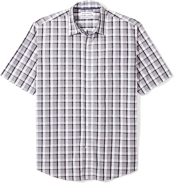 Photo 1 of Amazon Essentials Men's Regular-Fit Short-Sleeve Poplin Shirt