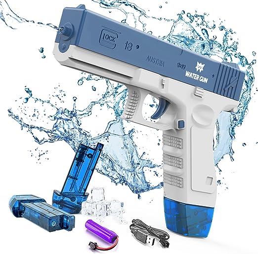 Photo 1 of Electric Water Guns Pitsol up to 32FT Range, Automatic Squirt Gun with 2 Pcs 58CC High Capacity Water Tank, Water Toy Guns for Adults Boys Girls Summer Swimming Pool Party Beach Outdoor(Blue)