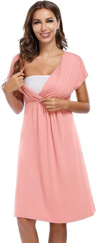 Photo 1 of Coolmee Maternity Dress Women's V-Neck A-Line Knee Length Wrap Dress Swing Dresses for Baby Shower or Casual Wear Size 2XL