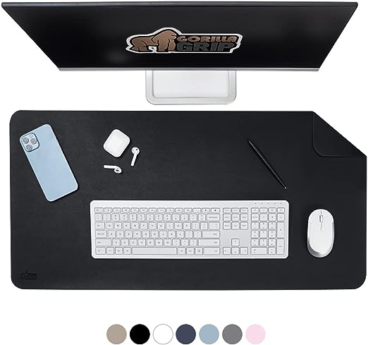 Photo 1 of  Water and Stain Resistant Faux Leather Mat, Slip Resistant Topside for Mouse, Dual Sided, Desktop Keyboard Computer and Laptop and Writing, Black