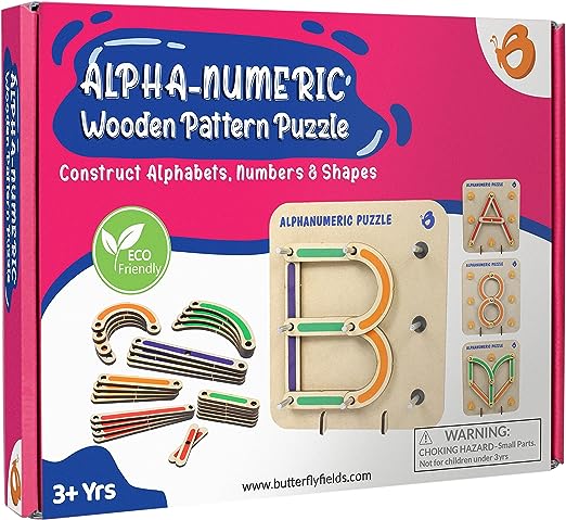 Photo 1 of 
ButterflyEduFields Wooden Alphabets Numbers Construction Puzzle for Kids 3 Years 4 5 Years Boys Girls Preschool Learning Pack | Stacking Blocks Shape Colour Sorter Pegboard Kit