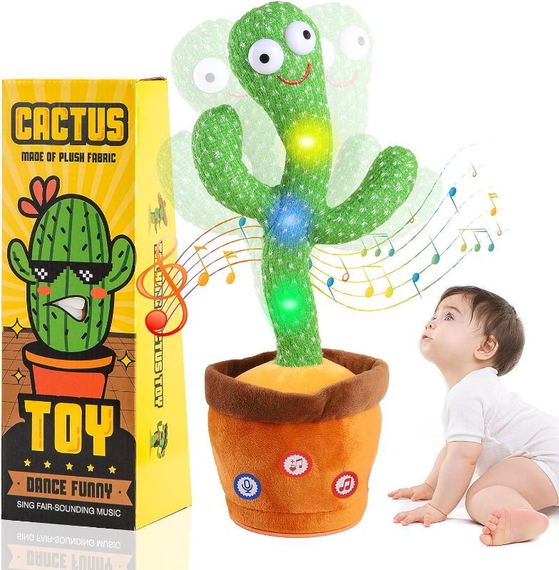 Photo 1 of Baby Toys Talking Cactus Toy Dancing Singing Mimicking Recording Moving Educational with 120 English Songs 6-12 Months Old Toddler Boy Girl Newborn Christmas Birthday Light Up Plush Sensory Gifts 