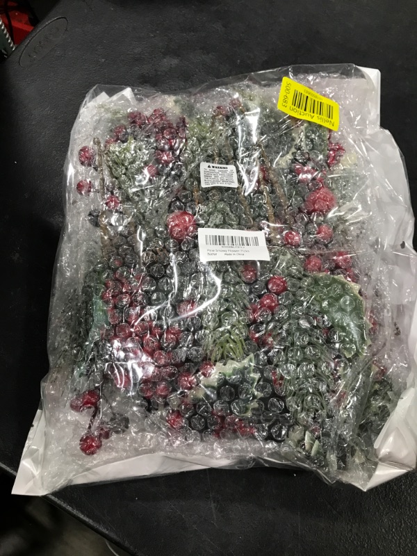 Photo 2 of 16 Pack Artificial Christmas Picks Assorted Red Berry Picks Stems Faux Pine Picks Spray with Pinecones Apples Holly Leaves for Christmas Floral Arrangement Wreath Winter Holiday Season Décor