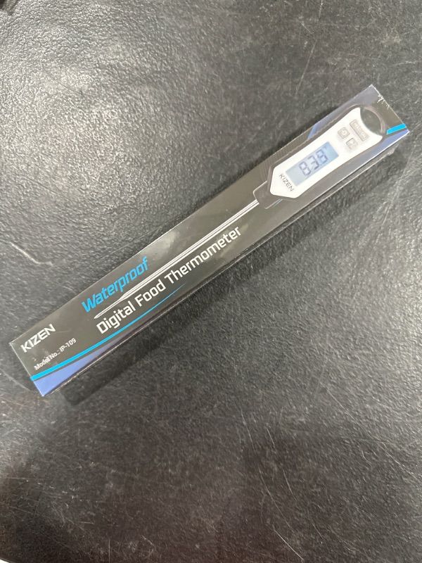 Photo 1 of Kizen IP109 Waterproof Meat Thermometer with Long Probe Digital Instant Read Food Thermometer for Grilling Smoker BBQ Kitchen Cooking Candy Thermometer with Calibration (Black)