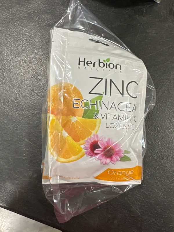 Photo 3 of 3 PACK- Herbion Naturals Zinc, Echinacea & Vitamin C Lozenges with Natural Orange Flavor - 25 CT – Dietary Supplement – Supports Immune System – Promotes Overall Good Health for Adults and Children 5+ Orange 25 Count PER PACK