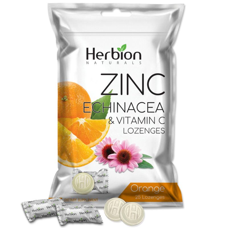 Photo 1 of 3 PACK- Herbion Naturals Zinc, Echinacea & Vitamin C Lozenges with Natural Orange Flavor - 25 CT – Dietary Supplement – Supports Immune System – Promotes Overall Good Health for Adults and Children 5+ Orange 25 Count PER PACK