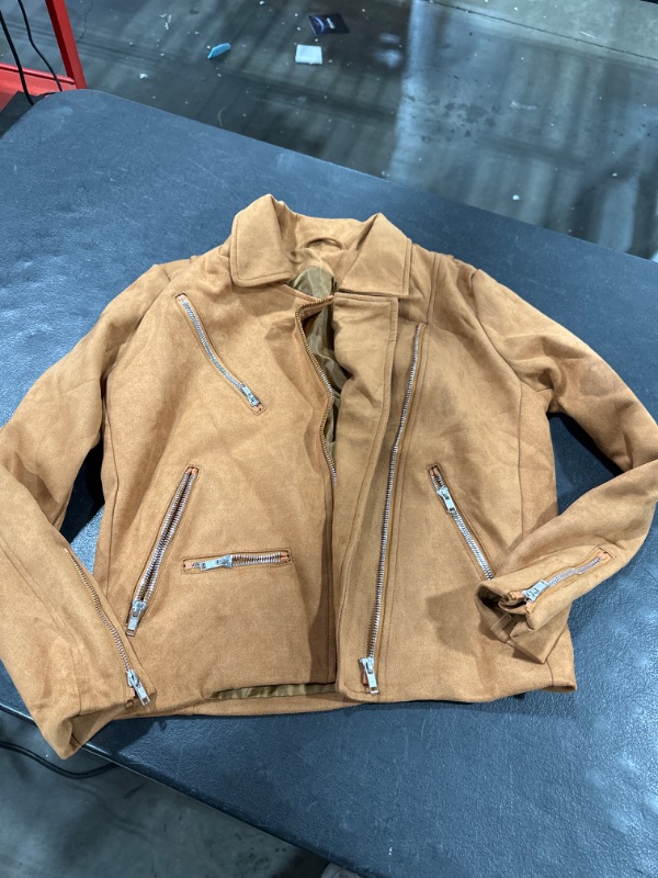 Photo 1 of CAMEL SUEDE WOMENS JACKET. ZIPPERS SIZE SMALL