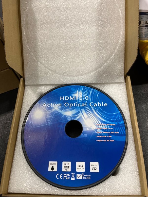 Photo 2 of CableWholesale 4K HDMI Active Optical Cable (AOC), HDMI Male, w/ 2 Detachable Ends, 24Meter (82 feet) 