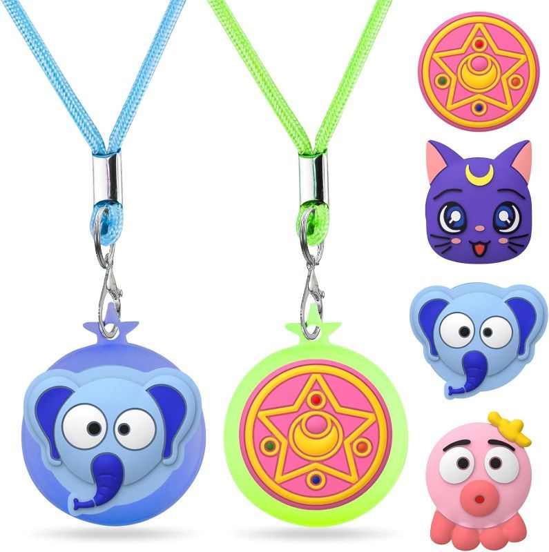 Photo 1 of 2 PACK- AirTag Necklace Kids, DIY Holder for Apple Air Tag Adjustable Length Toddler Hidden AirTags Case Child GPS Tags Accessories (Blue,Green) 