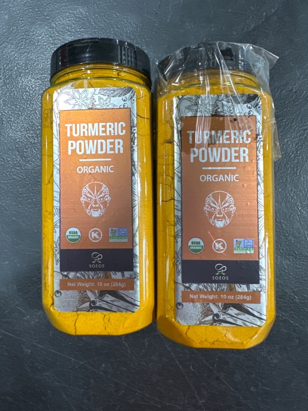 Photo 2 of 2 PACK- Soeos Organic Turmeric Powder 10oz (284g), Non-GMO Verified, Natural Curcumin, Lab Tested for Purity, Sealed Package To Keep Turmeric Fresh 10 Ounce (Pack of 1)