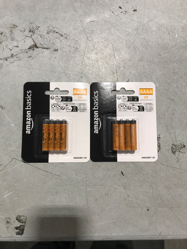 Photo 2 of 2 Pack Amazon Basics (Pack of 8) AAAA Alkaline High-Performance Batteries, 1.5 Volt, 3-Year Shelf Life 8 AAAA