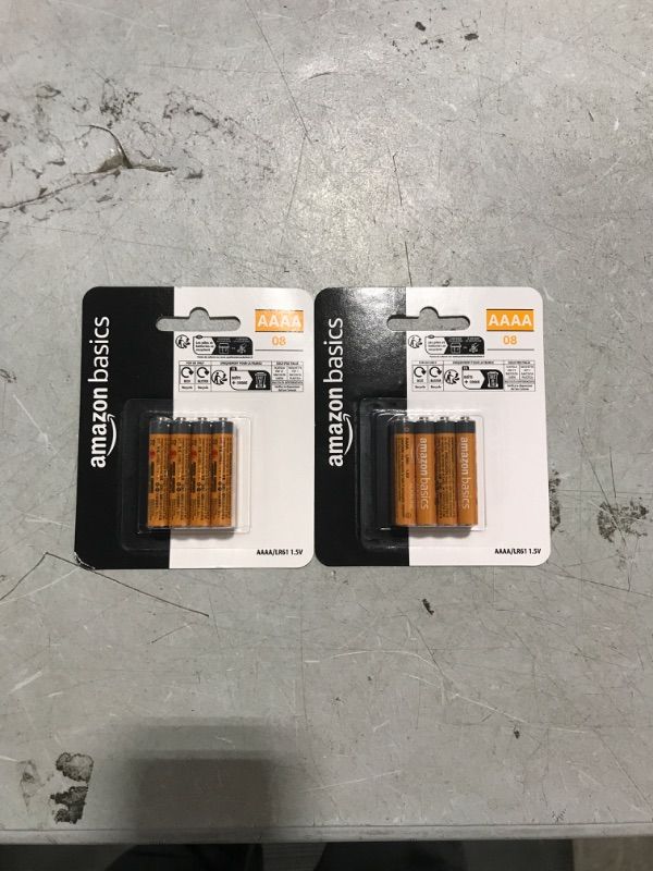 Photo 1 of Amazon Basics (Pack of 8) AAAA Alkaline High-Performance Batteries, 1.5 Volt, 3-Year Shelf Life 8 AAAA