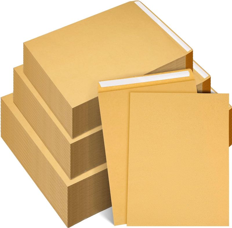 Photo 1 of 500 Pack Self Adhesive Kraft Catalog Envelopes 10 x 13'', 9 x 12'', 6 x 9'' Security Catalog Envelopes Brown Catalog Mailing Envelopes for Cards Pictures Photos Documents Mailing Storage Organizing 