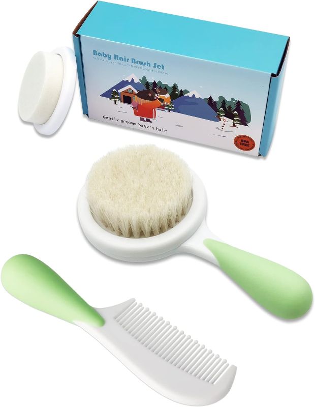 Photo 1 of Baby Hair-Brush and Comb Set Includes Soft Baby Brush, Bath Sponge, Baby Comb | Ideal for Newborns and Toddlers | BRADYS HOUSE 