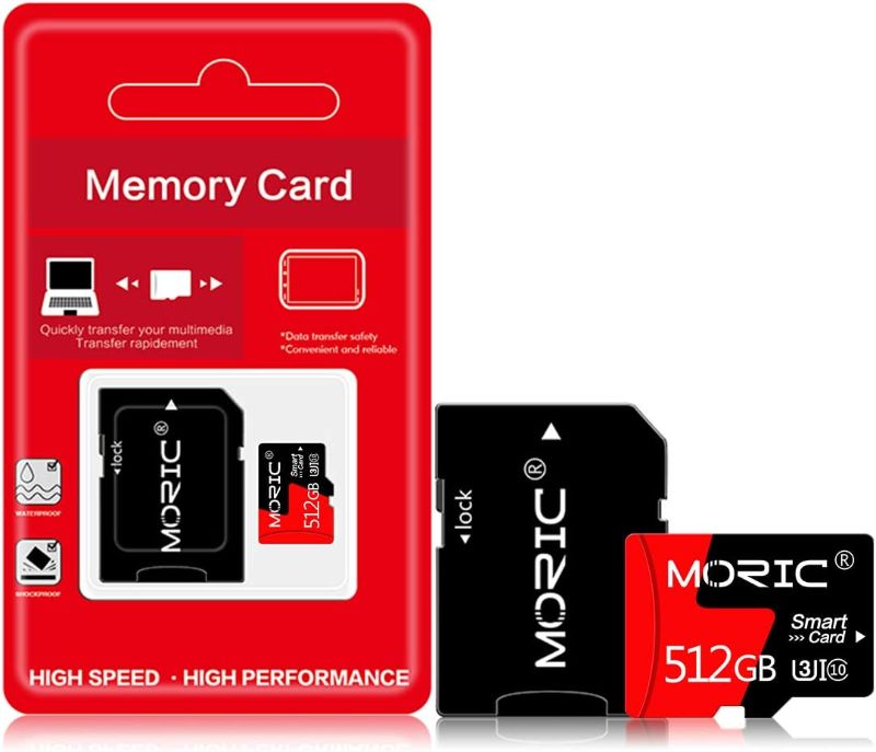 Photo 1 of 512GB Micro SD Card with Adapter High Speed Class 10 Memory Card for Smartphone,Security Camera,Dash Cam,Tablet and Drone 