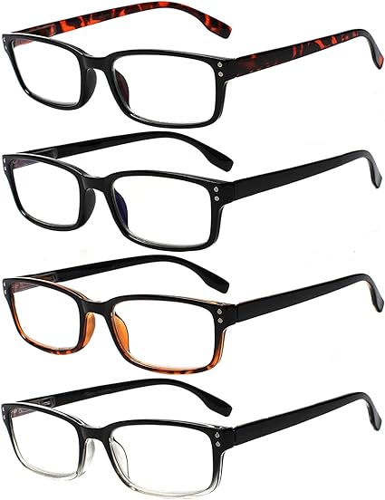 Photo 1 of  4 Pack Reading Glasses for Women/Men Spring Hinges Readers Glasses Lightweight Eyeglasses