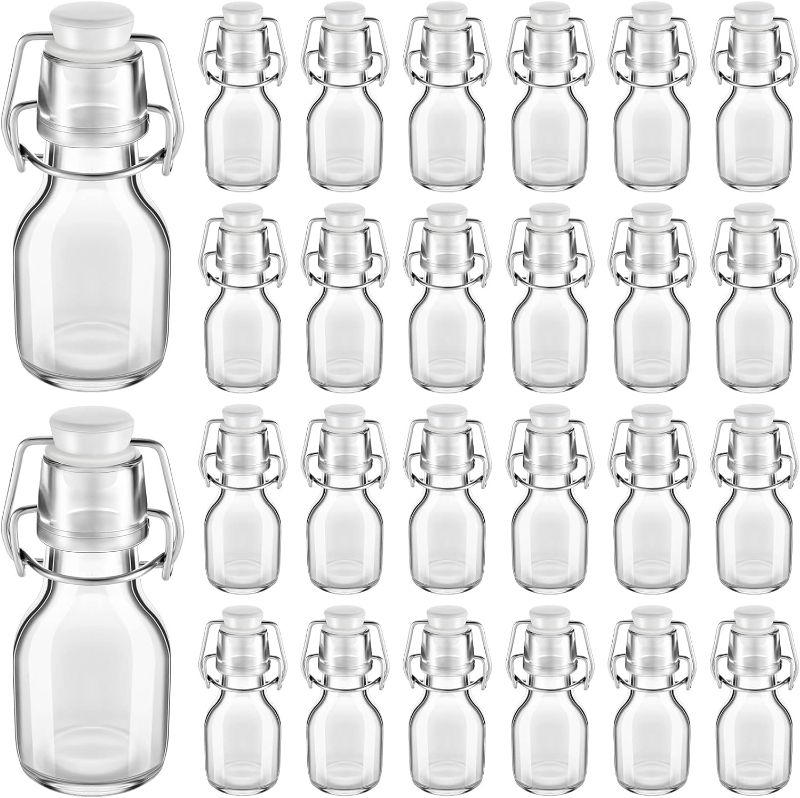 Photo 1 of 24 Pcs Mini Swing Top Bottles with Stoppers 2 oz Mini Flip Top Glass Bottles for Crafts Decoration Wedding Themed Party Favors 