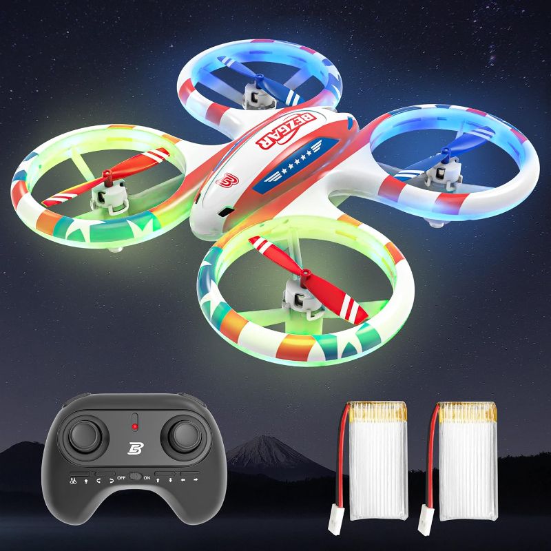 Photo 1 of BEZGAR Drones for Kids - RC Drone Indoor, LED Remote Control Mini Drone with 3D Flip and 3 Speed Propeller Full Protect Small Drone Quadcopter for Beginners, Easy to fly Gifts for Kids 