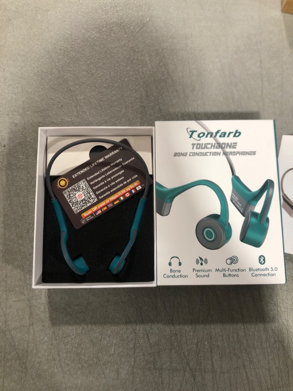 Photo 2 of Tonfarb Bone Conduction Headphones, Upgraded Open Ear Headphone, IPX6 Sweatproof Earphone, Wireless Bluetooth 5.3 Headset with Mic Up to 14 Hrs Working Time for Running, Meeting, Workout,Cycling Black