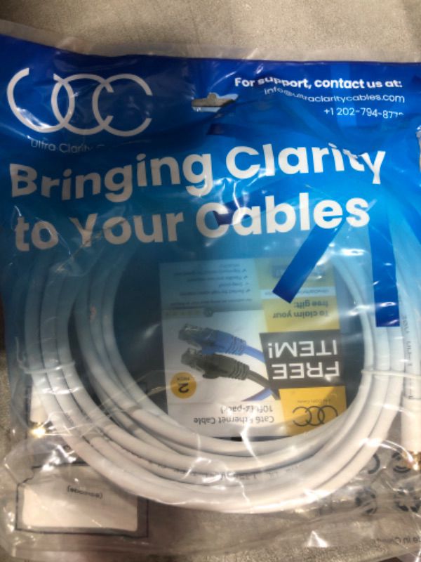 Photo 2 of Ultra Clarity Cables Coaxial Cable 12ft (2 Pack) - Triple Shielded RG6 Coax TV Cable Wire Cord in-Wall Rated Gold Plated Connectors Digital Audio Video with Male F Connector Pin (White) - 12 Feet
