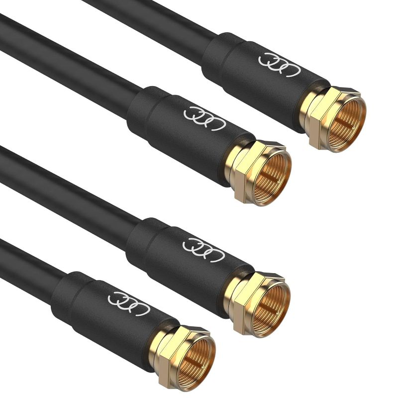 Photo 1 of Ultra Clarity Cables Coaxial Cable 25FT (2 Pack) - Triple Shielded RG6 Coax TV Cable Cord in-Wall Rated Gold Plated Connectors Digital Audio Video with Male F Connector Pin (Black) - 25Feet
