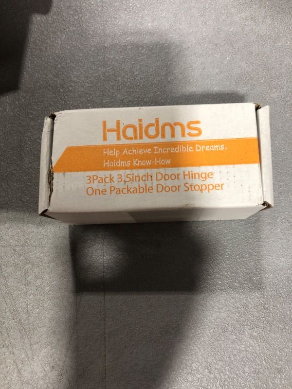 Photo 2 of 3 Pack Hadims Oil Rubbed Bronze 3.5 Inch Bronze Interior Antique Door Hinges with 5/8" Radius Corner Bronze Steel Removable Pin with Door Stopper 3 Pack Oil Rubbed Bronze