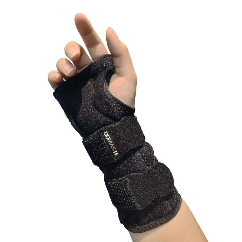 Photo 1 of Domaste Wrist Brace for Carpal Tunnel Relief Light Support - Neoprene-Free Compression Wrist Support for Workout Women Men, Adjustable Wrist Guards Fit Right Left Hand for Work Arthritis Tendonitis (Black, right large )