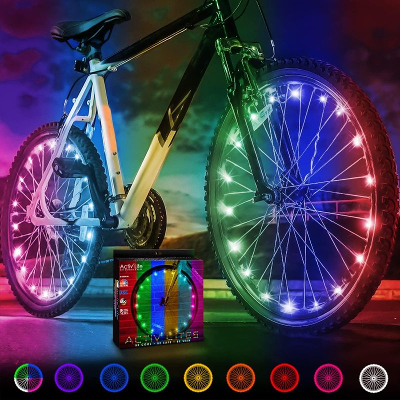 Photo 1 of 2-Tire Pack LED Bike Wheel Lights with Batteries Included! Get 100% Brighter and Visible from All Angles for Ultimate Safety and Style