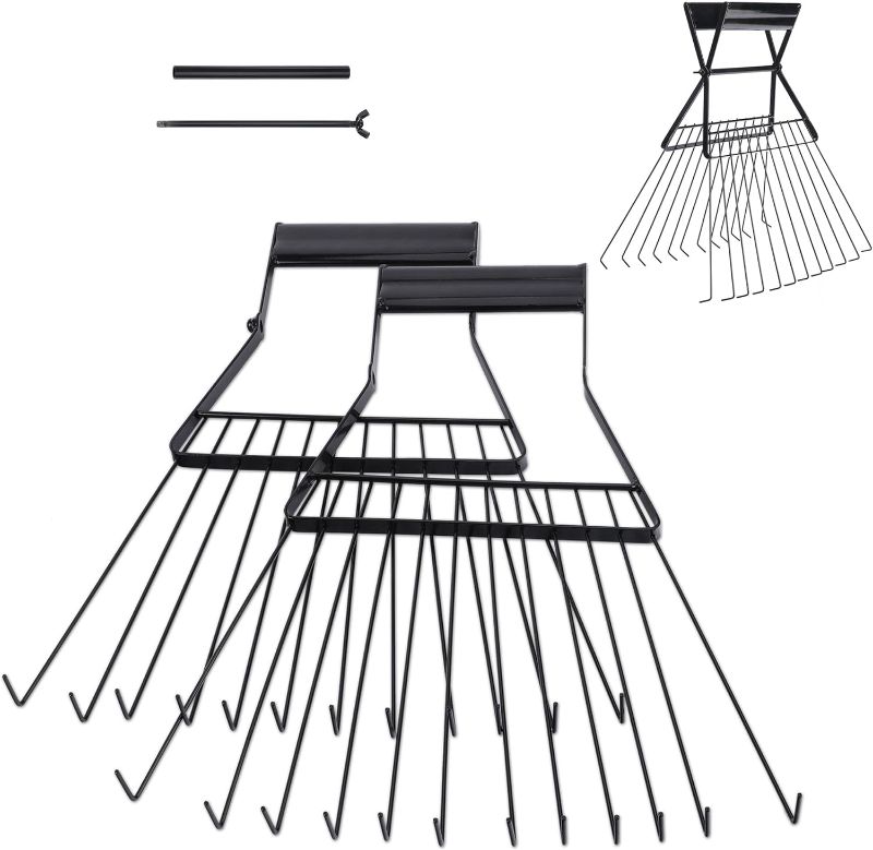 Photo 1 of 1 Pair Steel Leaf Scoops and Claws- Detachable Leaf Grabber Hand Rakes Claw- Rugged Metal Leaf Claws for Picking Up Leaves, Dead Grass, Yard Garden Lawn Cleaning Up
