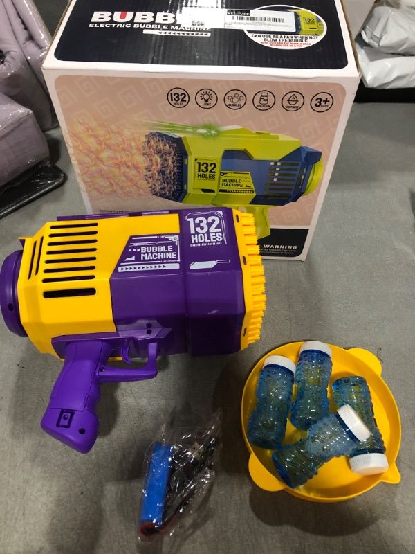 Photo 1 of 132 Hole Bubble Machine Gun Bubble Blower - Bubble Gun Blower with Colorful Light, Big Rocket Boom Bubble Toys, Big Bubble Maker Guns Toys Wedding Outdoor Indoor Birthday Party Favors Gift(Purple)
