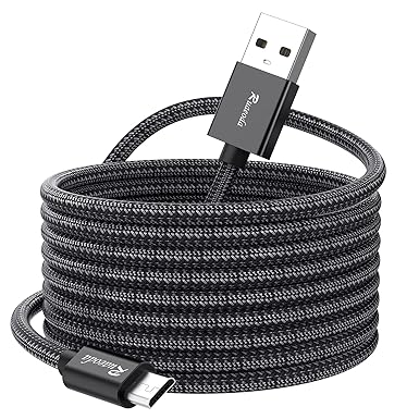 Photo 1 of Ruaeoda Long Micro USB Cable Android Charger 20ft with Gold-Plated PS4 Charger Cable - High Speed 2.0 USB A Male to Micro USB Nylon Braided Cable for Android Phone 