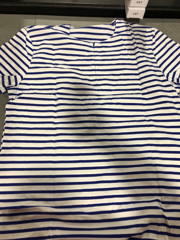 Photo 2 of Beotyshow Mens Striped T Shirt Zipper Cotton Short Sleeve Slim Fit Shirts Casual Muscle T-Shirt / SIZE XL