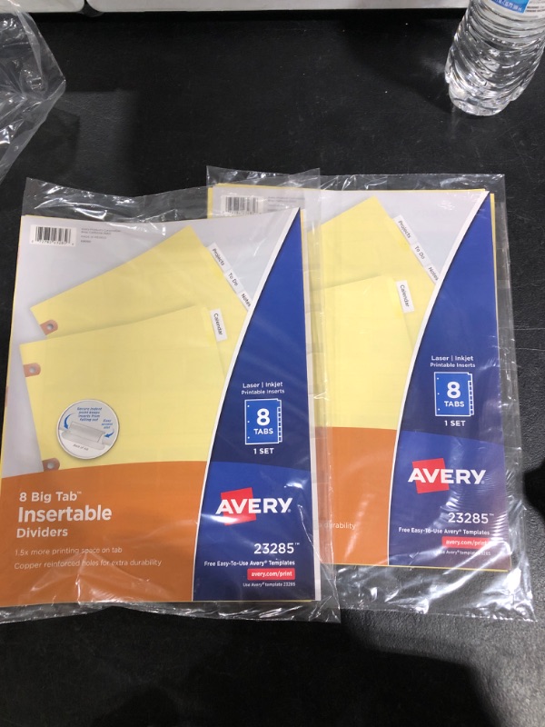 Photo 2 of Avery 23285 Insertable Big Tab Dividers, Letter Size, Clear Tabs, 8-Tabs/Set 2PACK 