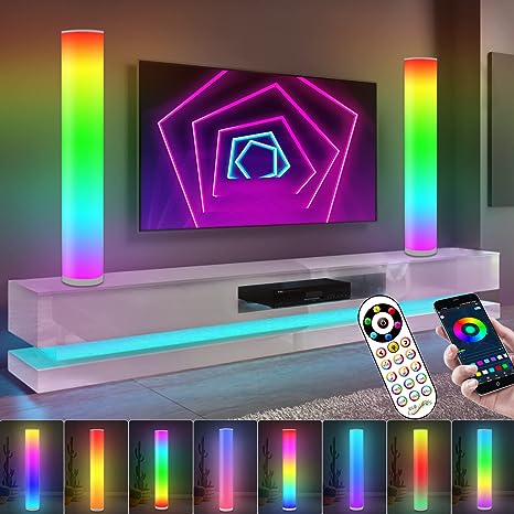 Photo 1 of 2 Pack Led Floor Lamp, Color Changing Standing Corner Lamps, Cool Light Kids Floor Lamp Work with Remote, Smart Dimmable Lighting Decoration Floor Lamps for Living Room, Bedroom and Gaming Room