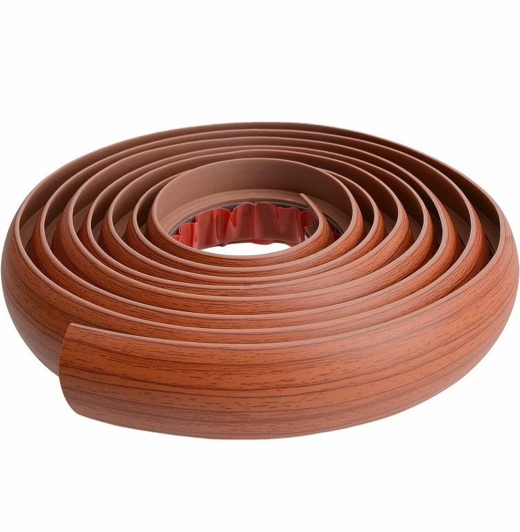 Photo 1 of 10 Ft PVC Floor Transition Strip, Self Adhesive Carpet to Tile Transtion Strip, Carpet & Floor Edging Trim Suitable for Threshold Height Less Than 5 mm/0.2 Inch (Wood Grain Brown)
