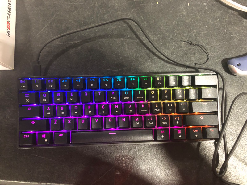 Photo 2 of HK GAMING GK61 Mechanical Gaming Keyboard - 61 Keys Multi Color RGB Illuminated LED Backlit Wired Programmable for PC/Mac Gamer Tactile (Gateron Optical Brown) Gateron Optical Brown Black