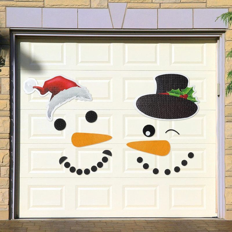Photo 1 of 2 Styles Christmas Garage Door Decor Christmas Snowman Magnet Decor Snowman Face Garage Door Decor Reflective Snowman Car Magnet Sticker Snowman Refrigerator Magnet for Refrigerator (Classic) 2 SETS 