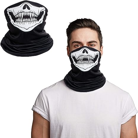 Photo 1 of Doerix Halloween Skull Face Mask Bandana, Motorcycle Face Mask for Men Women, Half Face Cover Rave Scarf Neck Gaiter Biker